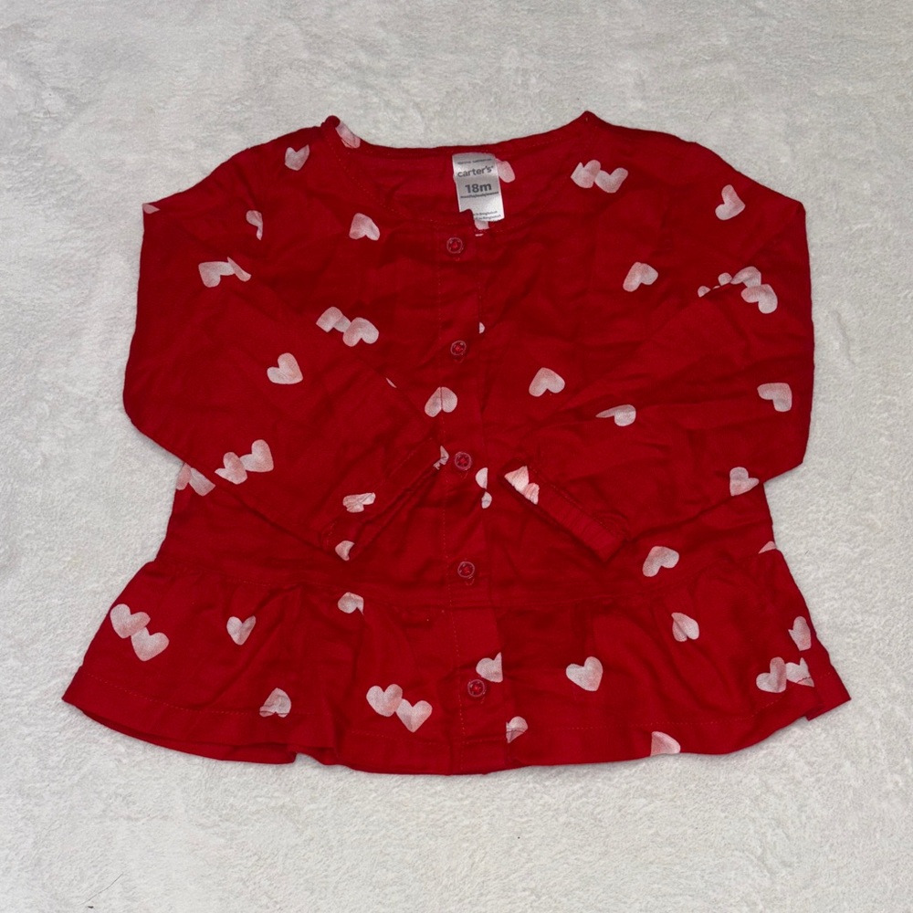 Carter's Red Cardigan with White Hearts